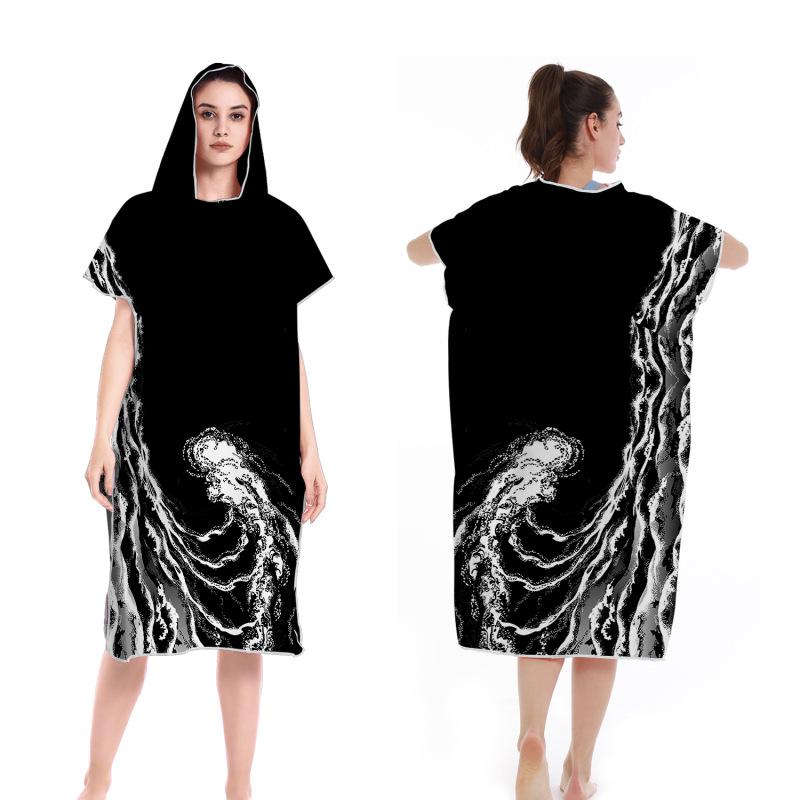 2025 Quick-Dry Hooded Swim Poncho with Zipper - Portable Bathrobe and Beach Towel