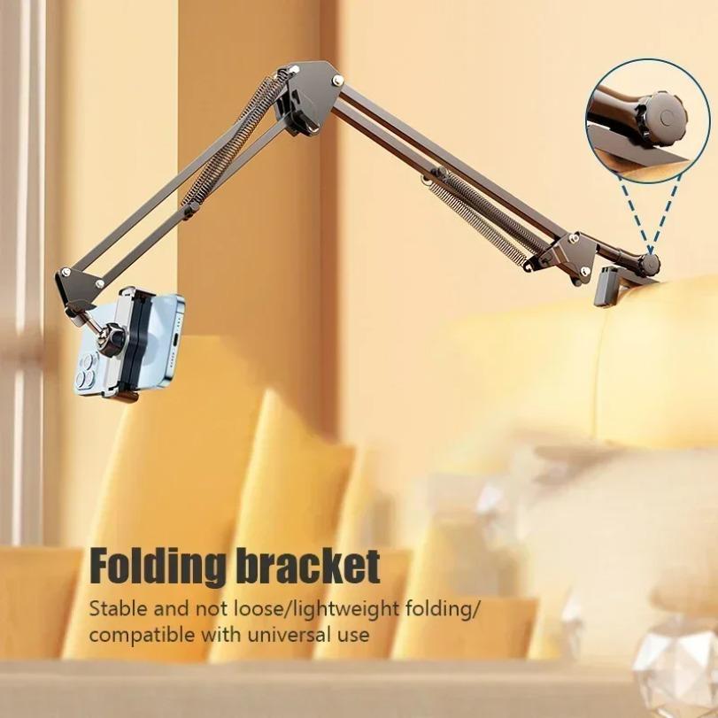 180° Adjustable Long Arm Metal Holder Rotatable Tablet Stand Phone Stand For iPad Pro Mini Air Xiaomi Tablet Compatible 4-12.9in