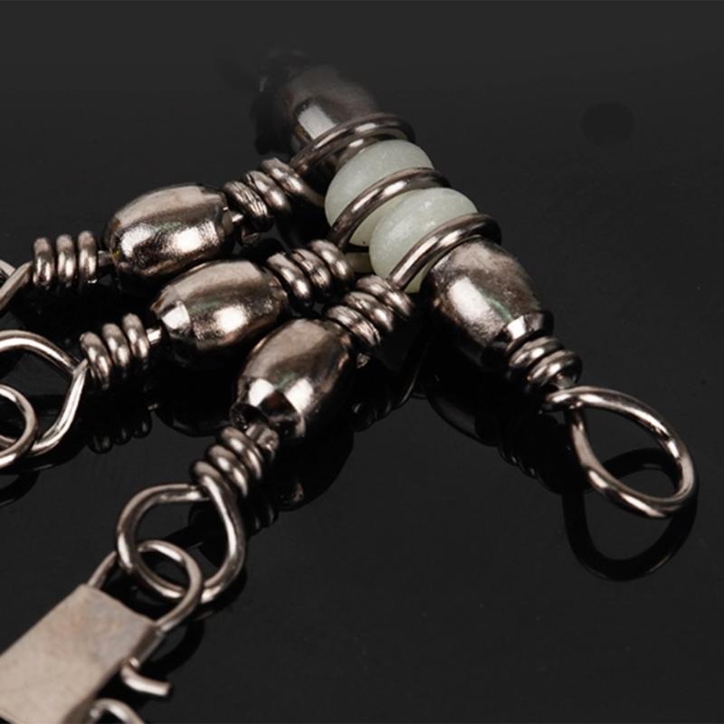 20Pcs Fishing Snap Connector 3 Way Rolling Swivels Sea Fishing Tackle Accessories Heavy Duty Fishing Lure Hook Connector