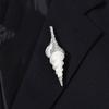 Lovely Conch Brooch With Rhinestones Accent Alloy Construction Lapel Pin Fashionable Badge For Parties Event
