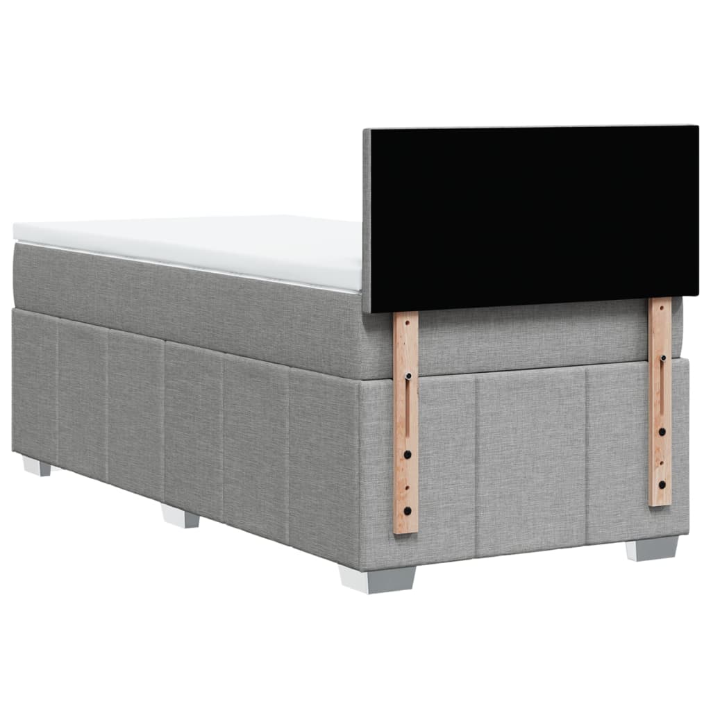 Box Spring Bed with Mattress Light Grey 100 x 200 cm Fabric