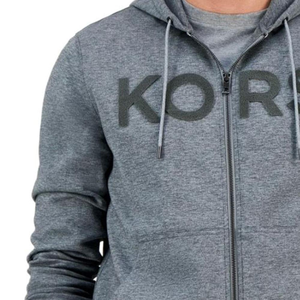 Michael Kors Solid Color Drawstring Zipper Hooded Long Sleeve Sweatshirt Men tops Gray CF452895MF-ASH