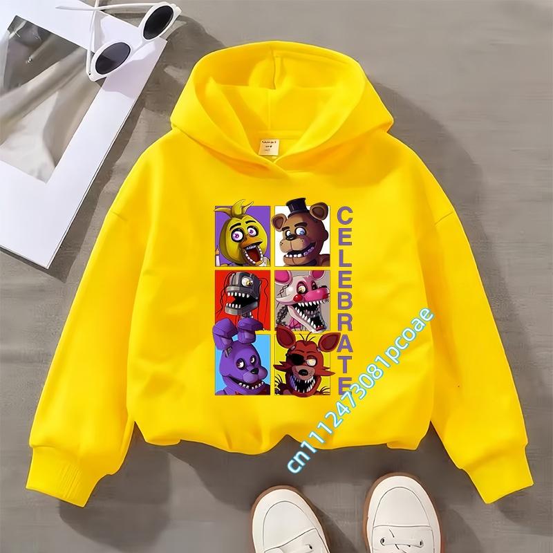 Five Nights At Freddy's Kids Boys' Sportswear Girls' Casual Top Cartoon Print Autumn/Winter Long-Sleeve Children's Hooded Shirt