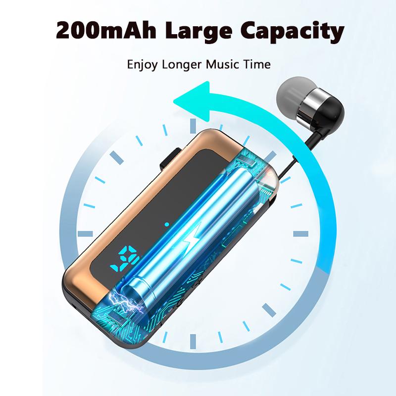 VAORLO Casque d'affaires avec Clip TF carte jouant Bluetooth 5.4 bruit annuler HD appel affichage numérique écouteur avec Microphone casque