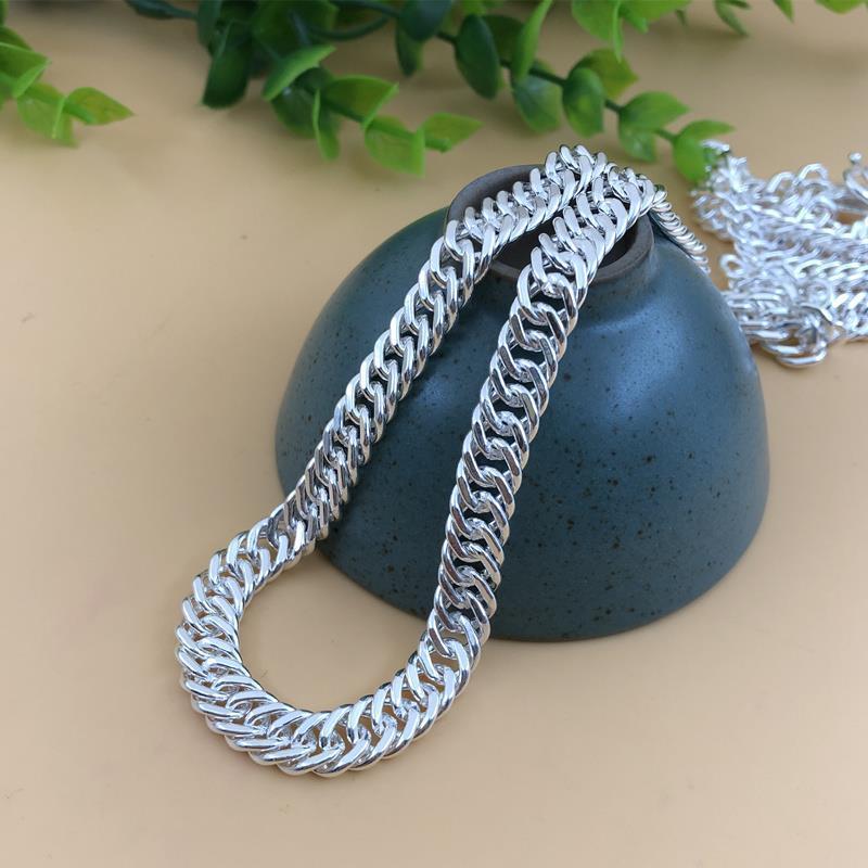Solid Flat Necklace Men's Trendy Hip-hop Horsewhip Chain Domineering Men's Thick Cuban Chain