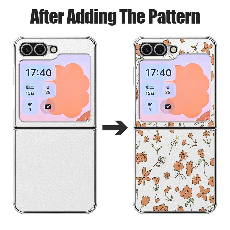 Little Floral Pattern Case For Samsung Galaxy Z FlIP 7 FE 6 5 Z Flip7 Flip6 Flip5 Luxury Plating PC+PU Leather Hybrid Folding Phone Cover