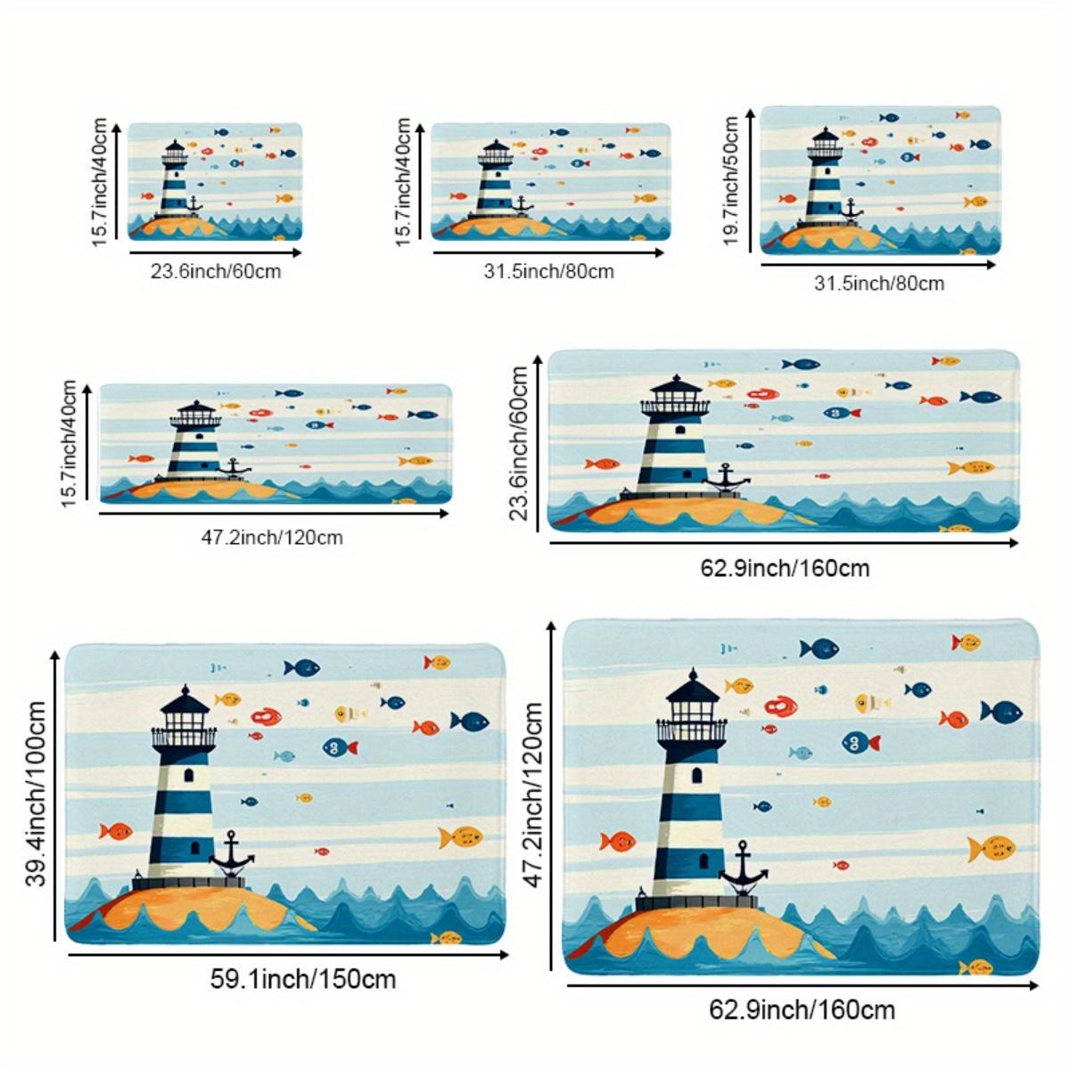 

VIKAMA Blue Carpet Lighthouse Floor Mat Doormat Welcome Mat Kitchen Rug Carpet For Live Room Rug For Bedroom Bedside Floor Mat 40X60CM (1.3X2FT