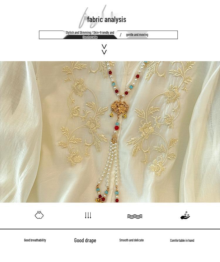 High-Quality Chinese Embroidery Top, Stand Collar, Spring/Summer, Lightweight, Casual Wear