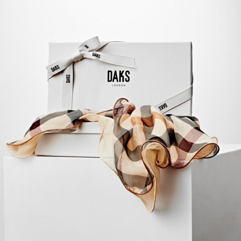 Daks Brown Check Long Silk Scarf Dcsc6e290w2
