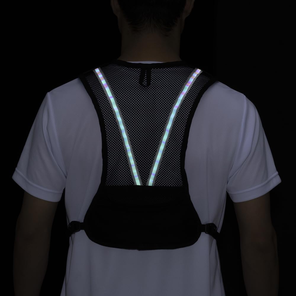 Mizuno J3GDC021 Mesh Backpack, Lightweight, for Sports, Running, Smartphones, Reflective, Unisex, Black x Light Gray, L26 x H38