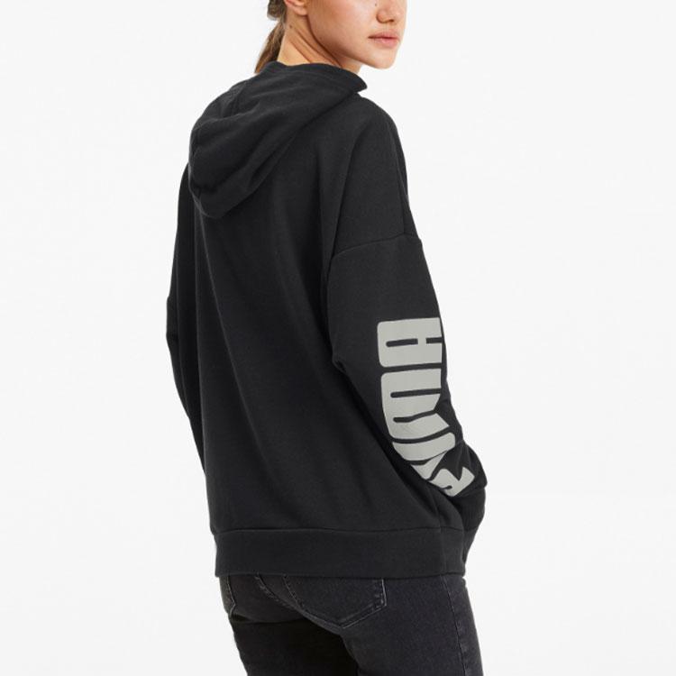 Puma Rebel Logo Printed Sports Hoodie Women Hoodies Black 582821-01