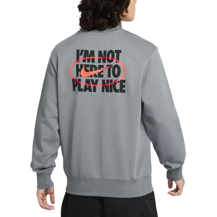 Nike Sweatshirts Men's Dark Gray Crew Neck Moderate Regular IR0104-084
