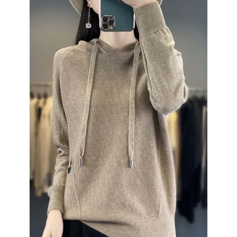 Thickened Warm Hoodie Autumn and Winter New Loose Hooded Knitted Sweater Women's Versatile Soft Waxy Sweater Jacket Tide