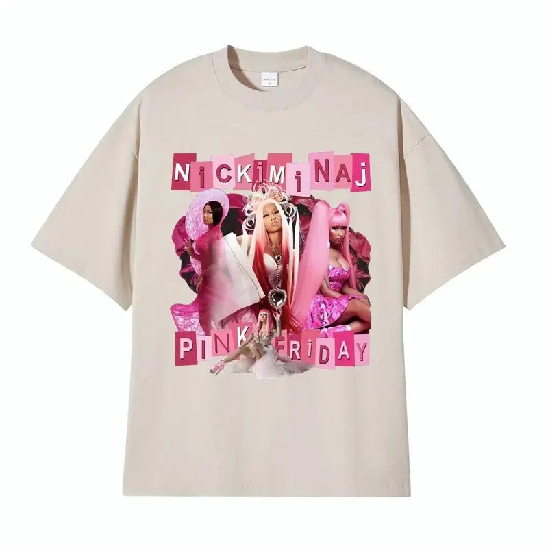 Hip Hop Queen Nicki Minaj Pink Friday Pattern Tshirt for Womens Aesthetic Fashion Tshirt Round Neck Tshirt