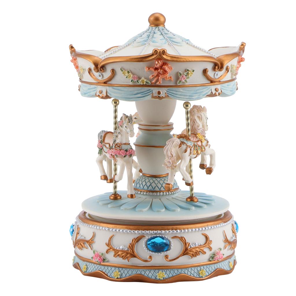 Rotating Horse Style Music Box Musical Box with Colorful Lights Valentine"s Day Gift Home Decor