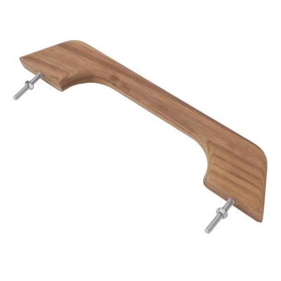 Boat Wood Handrail Teak Grab Handle Wooden Handrail 12 Inch Single Loop with 2 M6x40 Screws for Boat RV