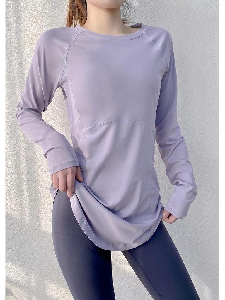 Women's Long Sleeve Yoga & Running T-Shirt with Slimming Fit & Breathable Back