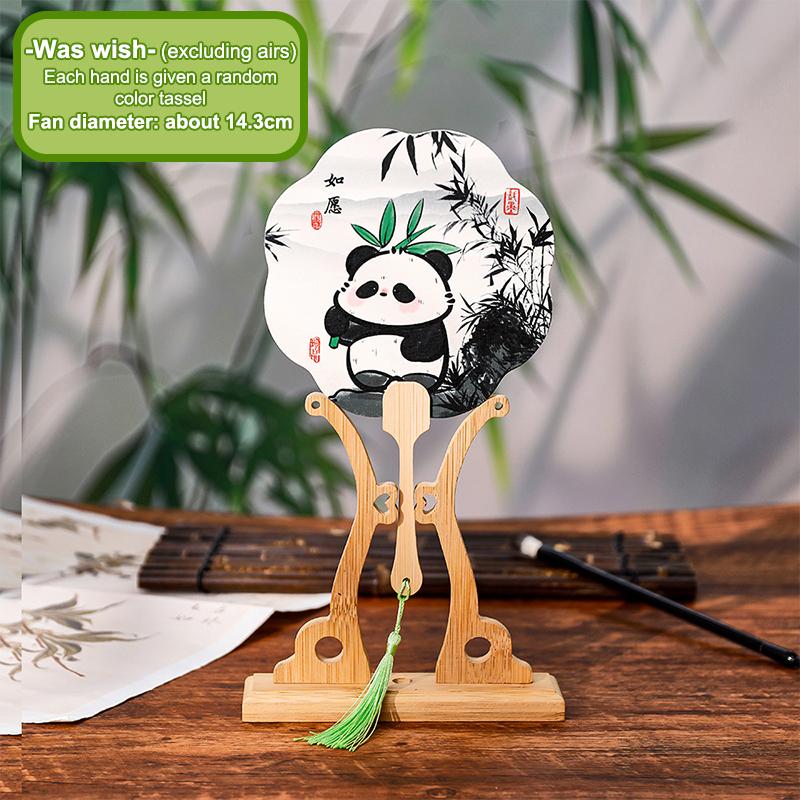 

Трендовый ретро веер-шар с кисточкой в виде панды, танцевальный ручной веер, аксессуары для свадебной вечеринки, ципао, костюм тан