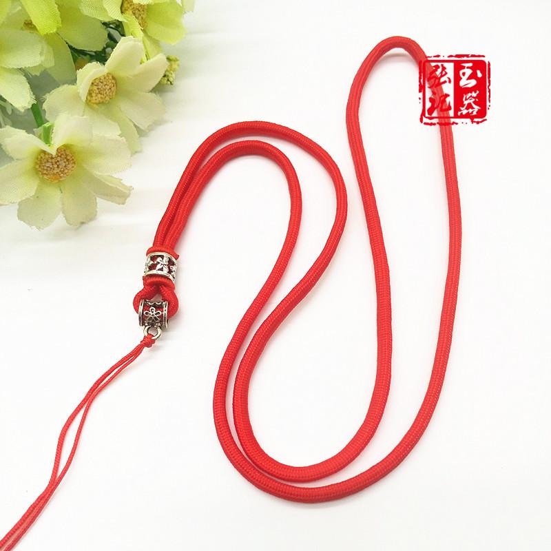 Jade Ethnic Style Tibetan Silver Lanyard with Handmade Jade Pendant