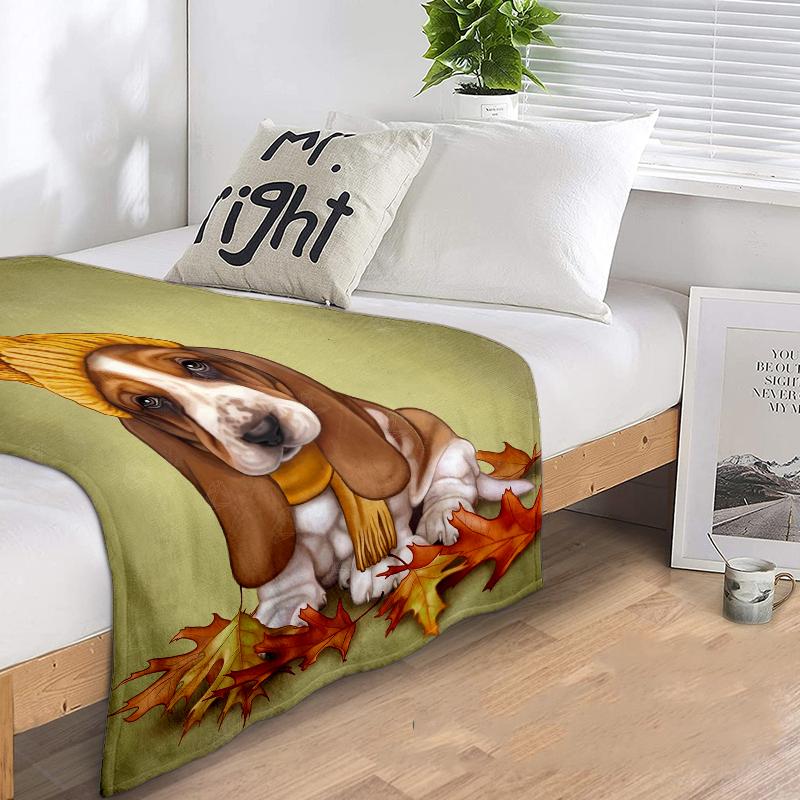 1PC Dog cute printed blanket, all season lightweight home office outdoor nap multifunctional blanket A3