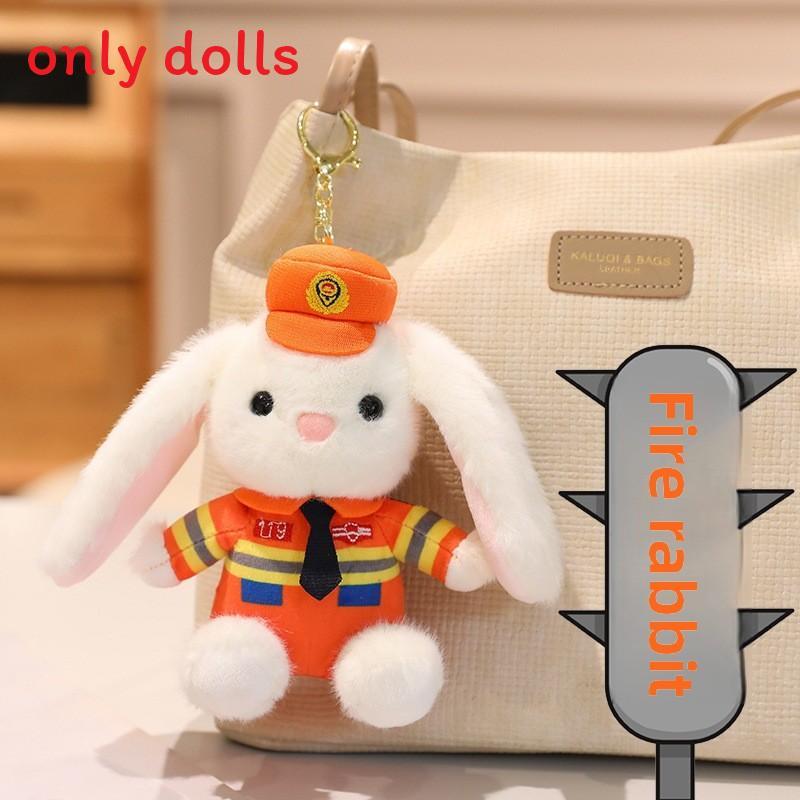 Plush Police Rabbit Keychain With Pp Cotton Filling For Kids And Collectors
