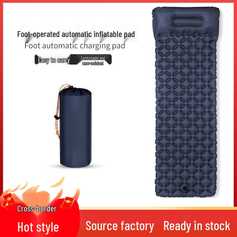 Inflatable Camping Pad with Foot Pump, Pillow, and Diamond TPU Design