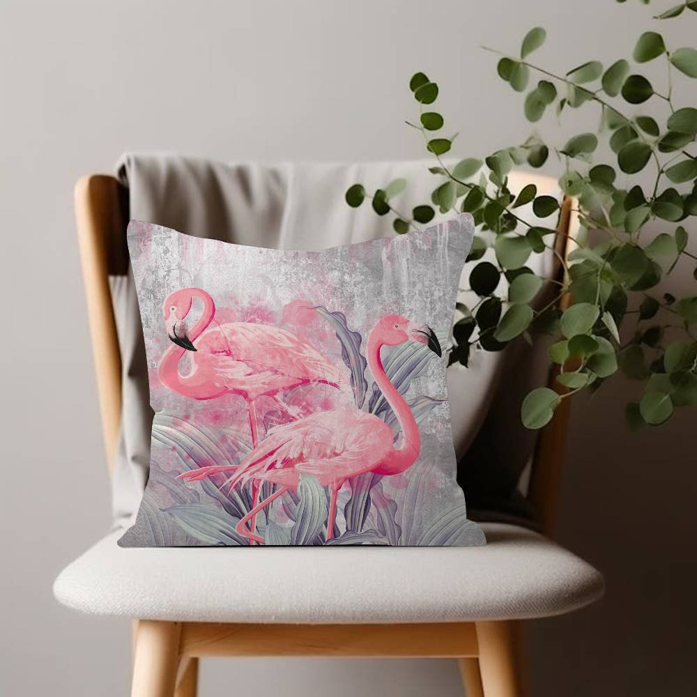 Leaf Flamingo Pillow Case Plush Fabric Soft Double Sided Print Sofa Cushion Cover Throw Pillow Covers
