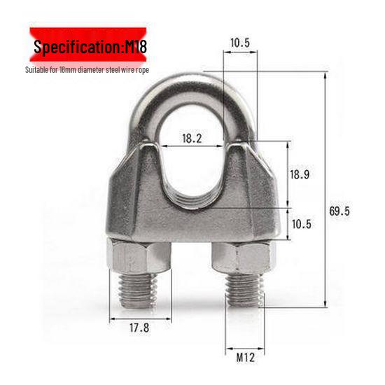 304 Stainless Steel Wire Rope Thimble, U-Bolt Clamp & Clip Set