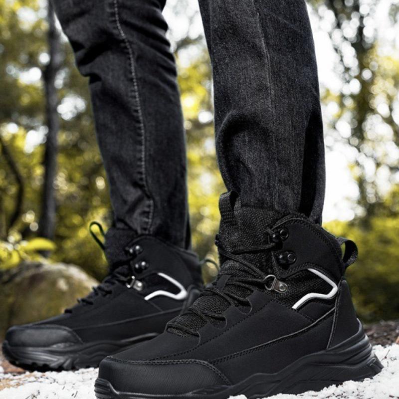 Winter Men's Shoes Plush Warm Snow Boots Non Slip Platform Booties Winter Warm High Top Sneakers Outdoor Waterproof Cotton Shoes