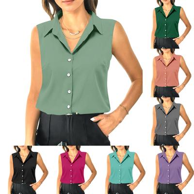 Women's Summer Sleeveless Loose Shirt Neck Casual Sleeveless Top