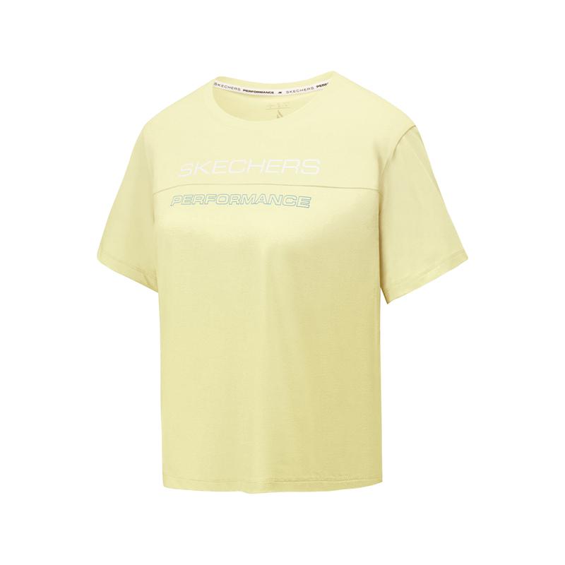 Skechers Skin-Friendly Versatile Simple Fashion Solid Color Short Sleeve Regular T-Shirt Women tops P225W215-01ZZ M