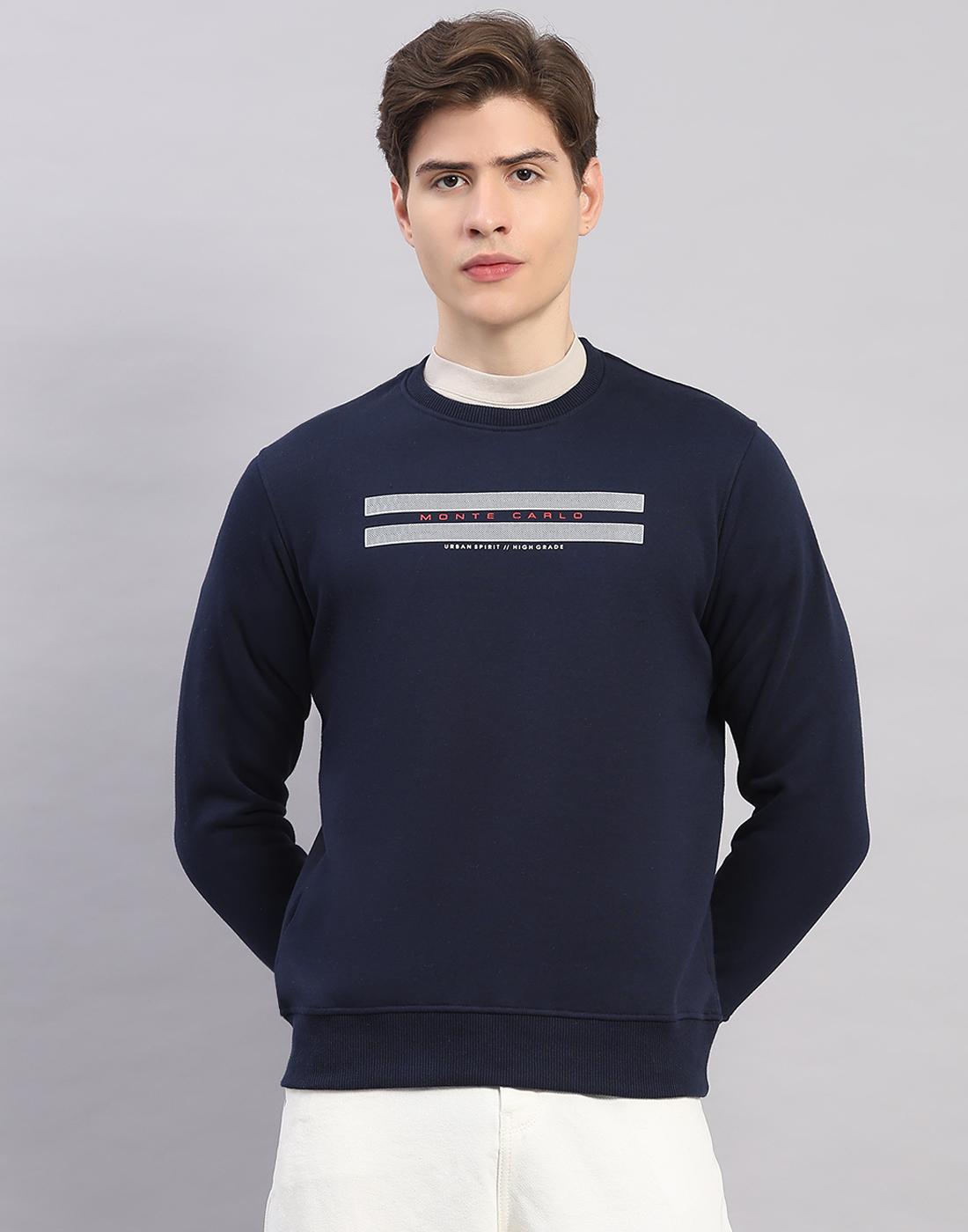 Monte Carlo Men s Regular Fit Printed Round Neck Full Sleeve Sweatshirt M темно-синий