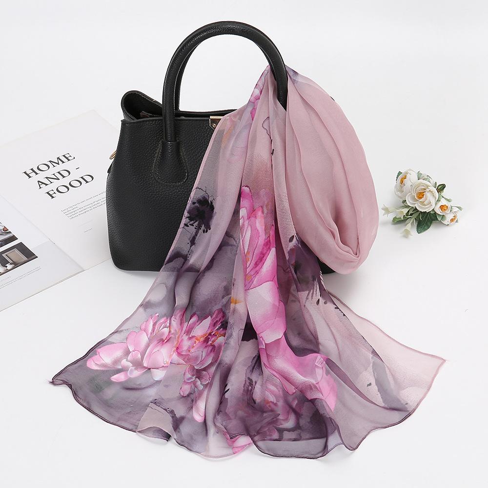 - Fashion Georgette Sunscreen Silk Scarf Beach Scarf Long Women'S Decorative Thin Silk Scarf Scarf