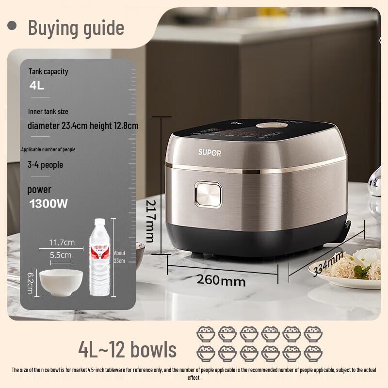 SUPOR 4L IH Smart Rice Cooker with 0-Coating 316L Stainless Steel Pot CN plug (adapter included)