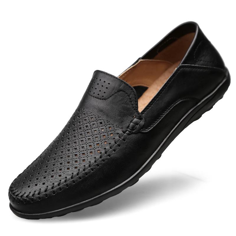 Genuine Leather Men Casual Shoes Luxury Brand Designer Men Loafers Moccasins Breathable Slip on Male Boat Shoes Plus Size 37-47