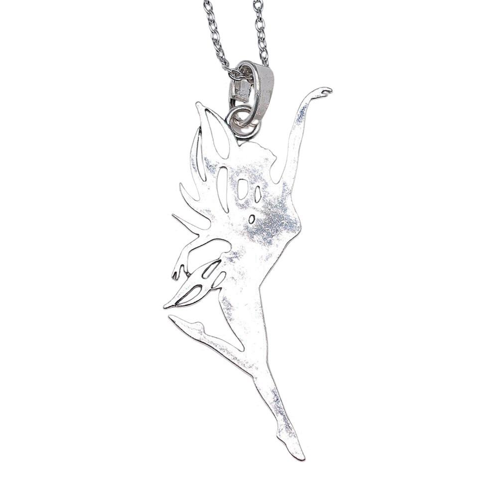 Angel Wing & Open Heart Pendant Necklace Romantic Gothic Statement Jewelry 45cm or 70cm Long Chain