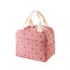 1pc Corduroy Insulation Lunch Bag Portable Hand-held Bento Bag Large Capacity Flower Strawberry Patterned Outdoor Picnic Bag