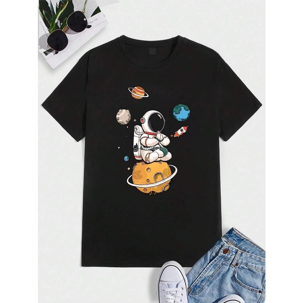 Astronaut Print Pattern Design Man T Shirts Graphic S-Xxxl Tee Shirt High-Quality Casual Tshirt Leisure Street Short Sleeved