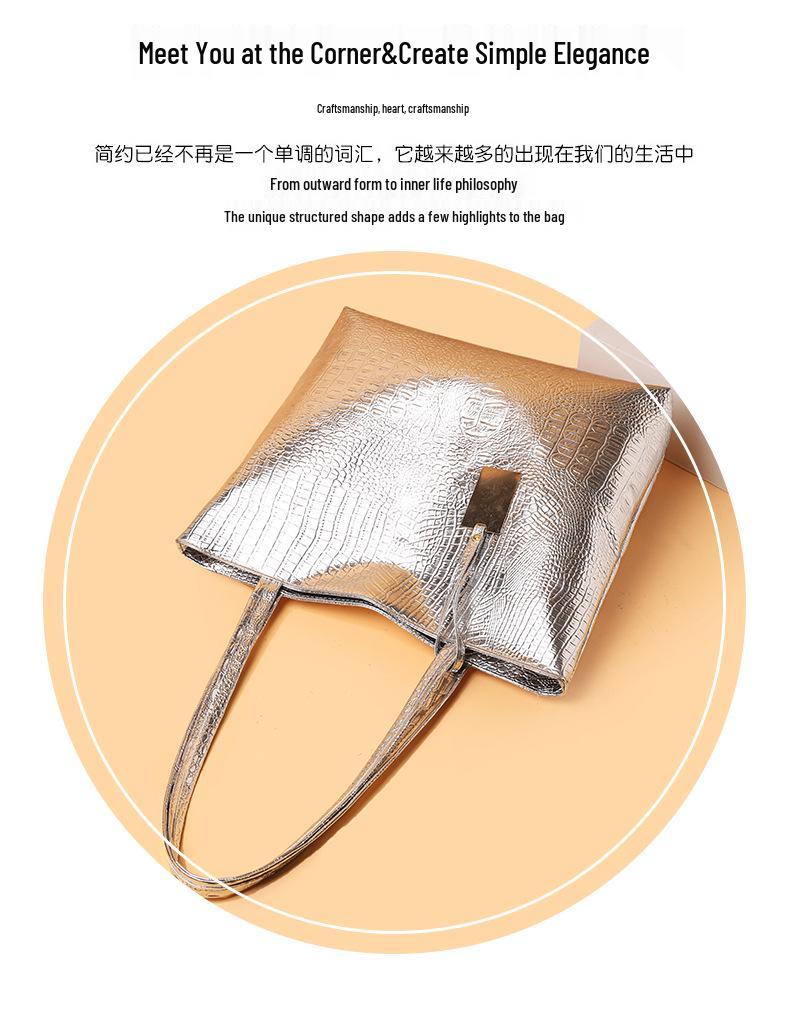 2025 Crocodile-Pattern PU Leather Shoulder Tote Bag - Large Capacity, Women's Fashion Retro Handbag