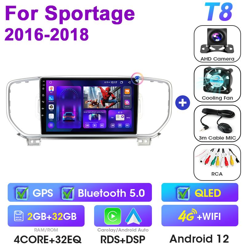 Android 12 Car Radio For KIA Sportage KX5 2016 - 2018 2 Din GPS WIFI Carplay Auto Stereo Intelligent Systems Smart Autoradio