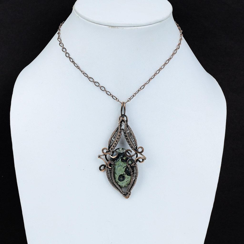 Kambaba Jasper Pendant Copper Wire Wrapped Pendant Handmade Gemstone Pendant Latest Design Pendant Copper Jewelry For Gift Brand New Pendant