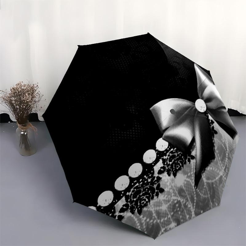 1pc Bow, Lace, Pearl Umbrella with Plastic Handle,Compact & Stylish,Suitable for All Seasons YS331037