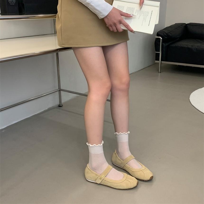 Cowhide version~ New fashion soft-soled Dexun Mary Jane shoes women's spring and autumn color matching word Velcro casual shoes