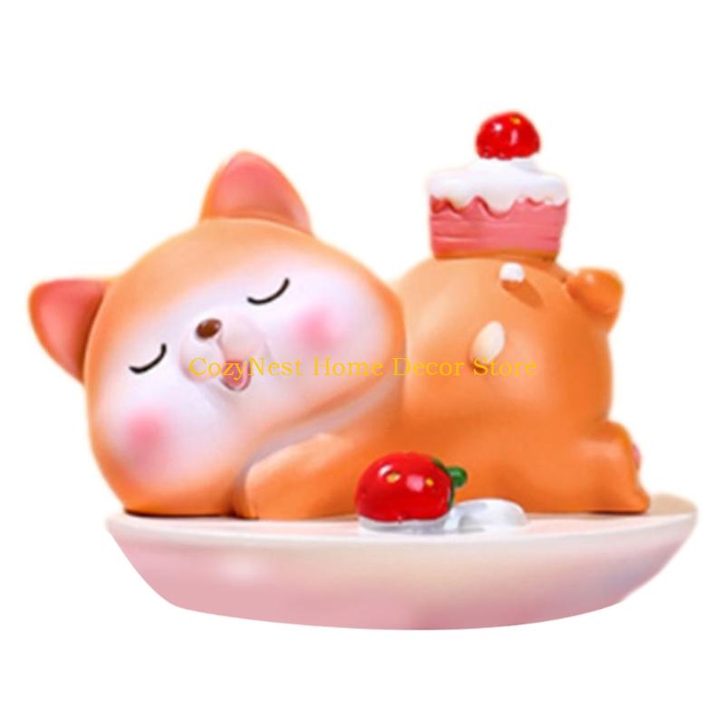92MF Animal Cream Cake Decoration Resins Miniature Desk Display For Home Office