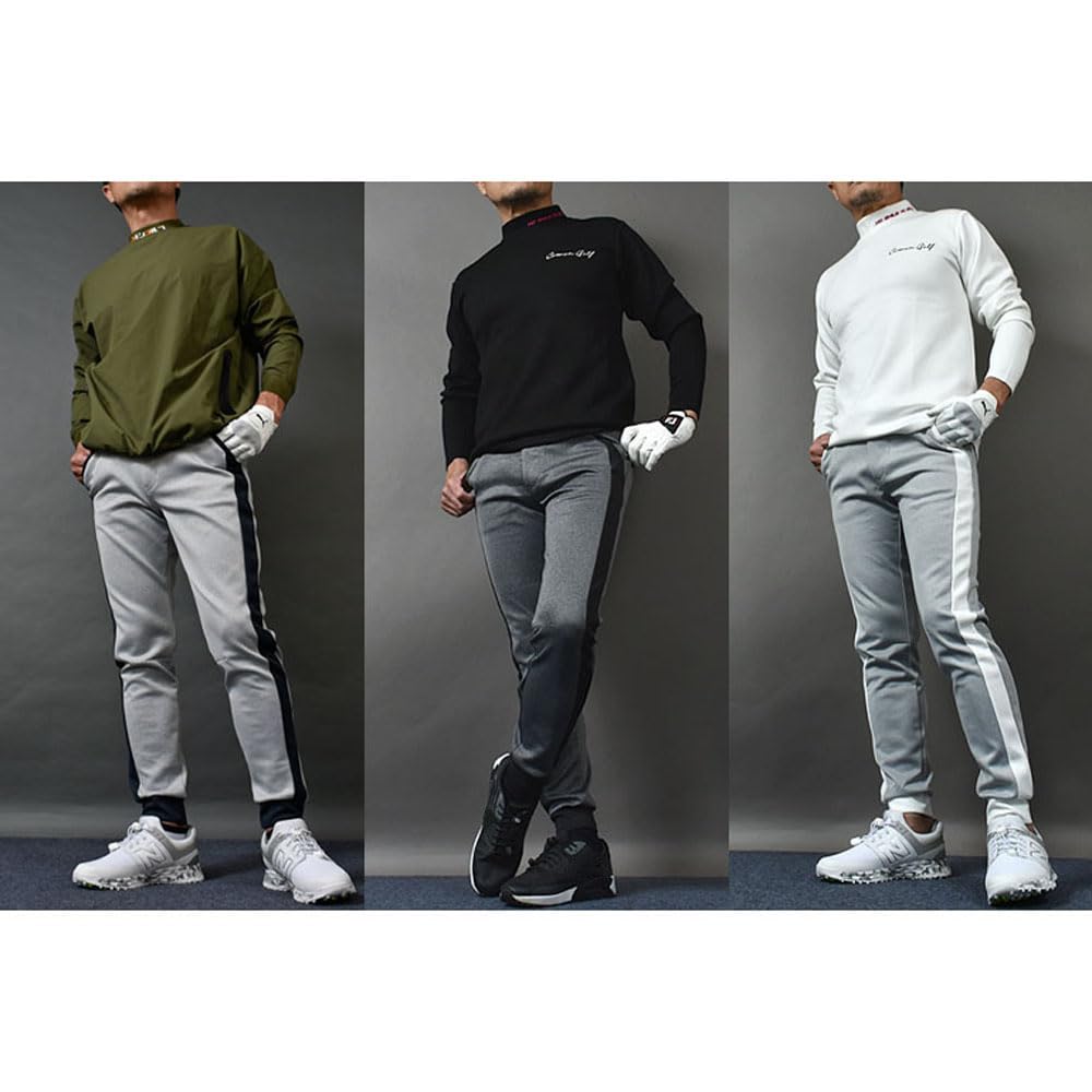 COMON GOLF Golf Pants for Golf Large Jogger Heather Gray X White Men, Wear, Pants, Trousers, Stretch, Size, Pants, Ponte, Spring/Autumn,