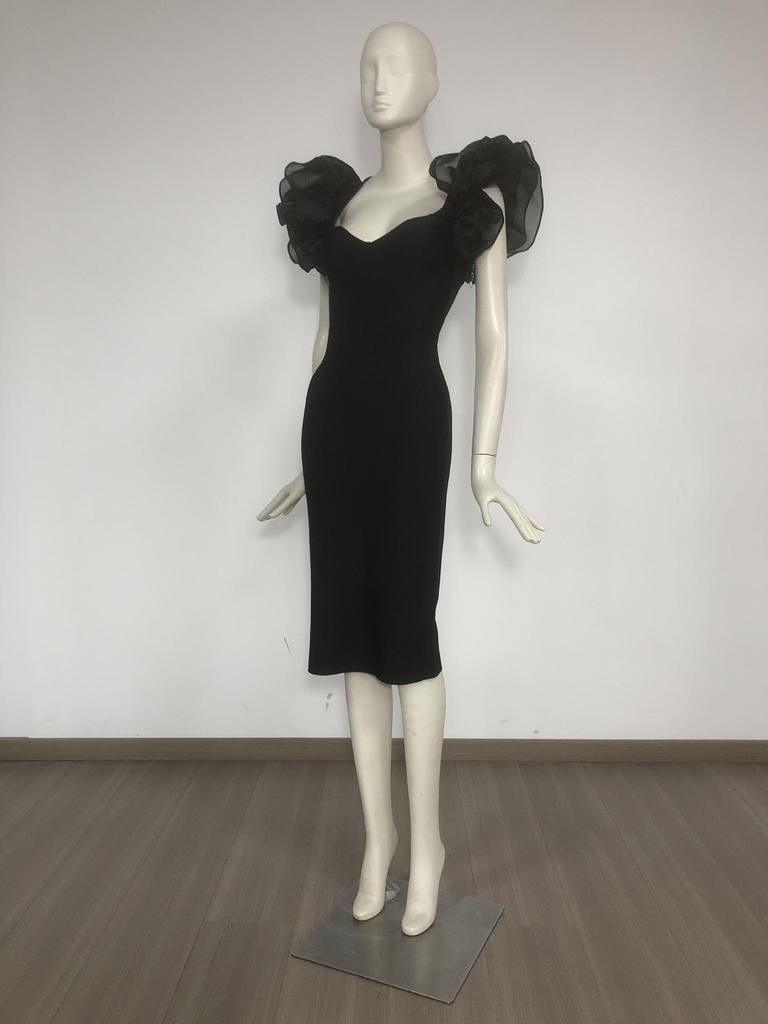 Women's Elegant Mesh Ruffle Sleeve Backless Bodycon Dress