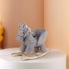 Plush Musical Rocking Horse with Wooden Base, Perfect First Birthday Gift for One-Year-Olds.