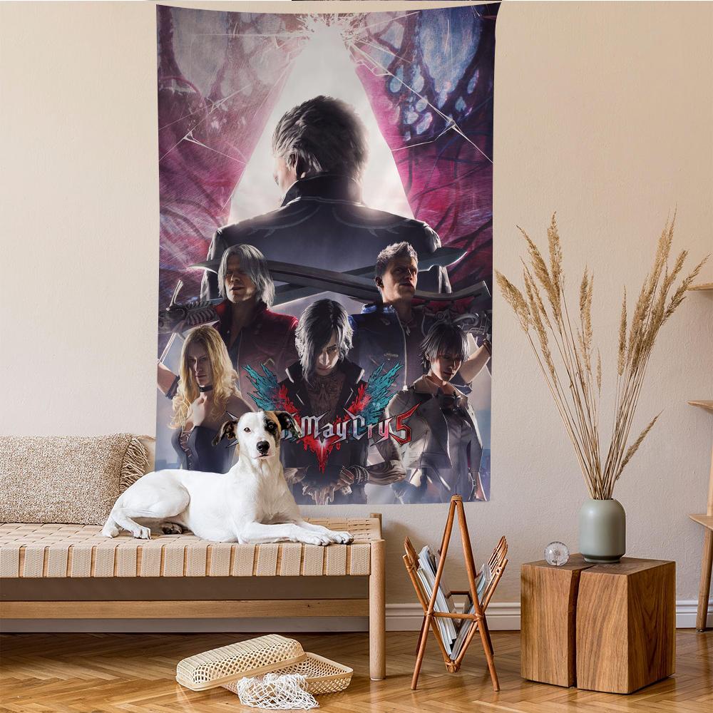 Game Devil May Cry Anime Tapestry Hippie Flower Wall Carpets Dorm Decor Cheap Hippie Wall Hanging