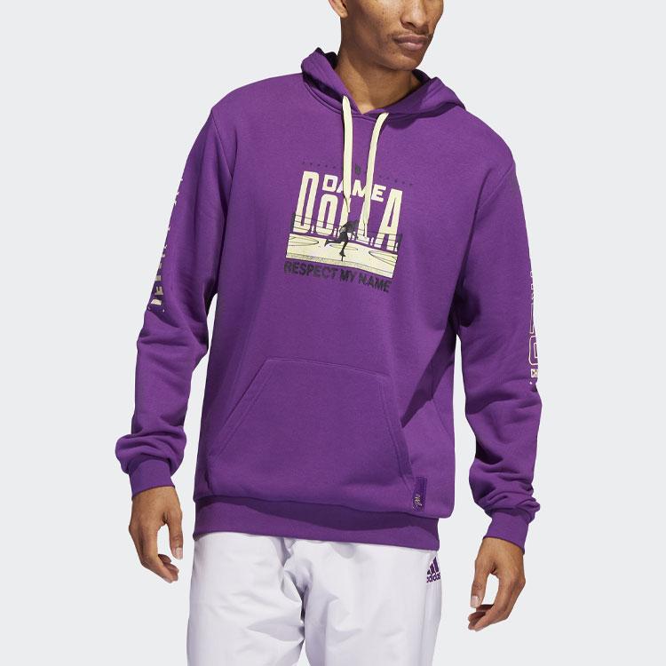 Adidas Dame Basketball Hoodie With Graphic Print Men Hoodies Purple HG8914