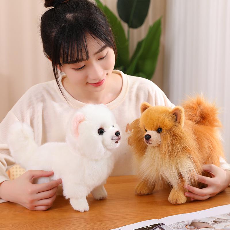 Brown Pomeranian Plush Toy - Standing Dog Photography Prop & Soothing Doll for Kids